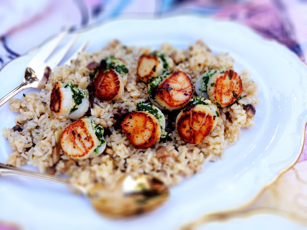 Stuffed Scallops on Mushroom Rice — Good Food Makes Me Happy!