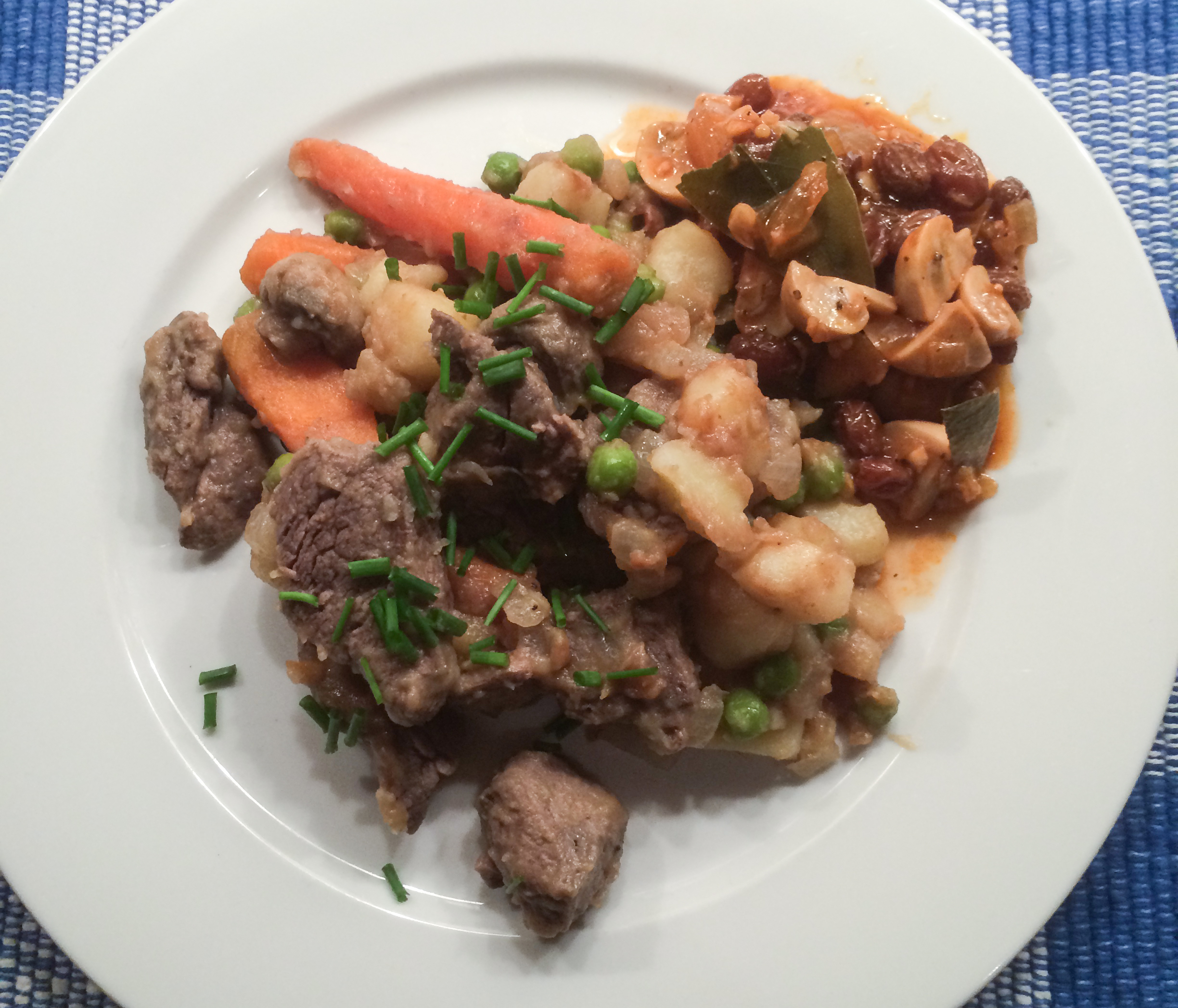 Beef Tenderloin Stew with Mushroom & Raisin Chutney