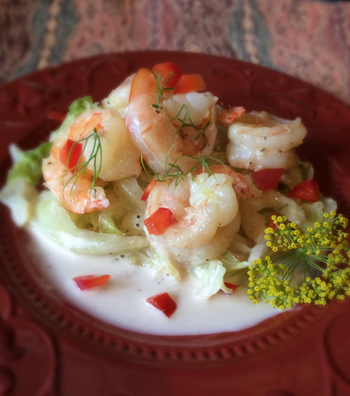 Shrimp with Cabbage & Red Pepper