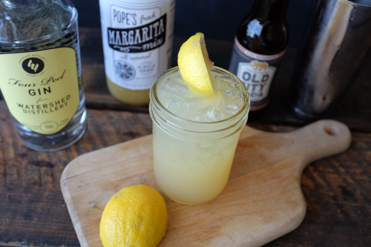 GIN DAISY {$7} Ingredients: Watershed Distillery Four Peel Gin | Pope’s (new!) Margarita Mix | Old City Soda Grapefruit Soda | Lemon wedge