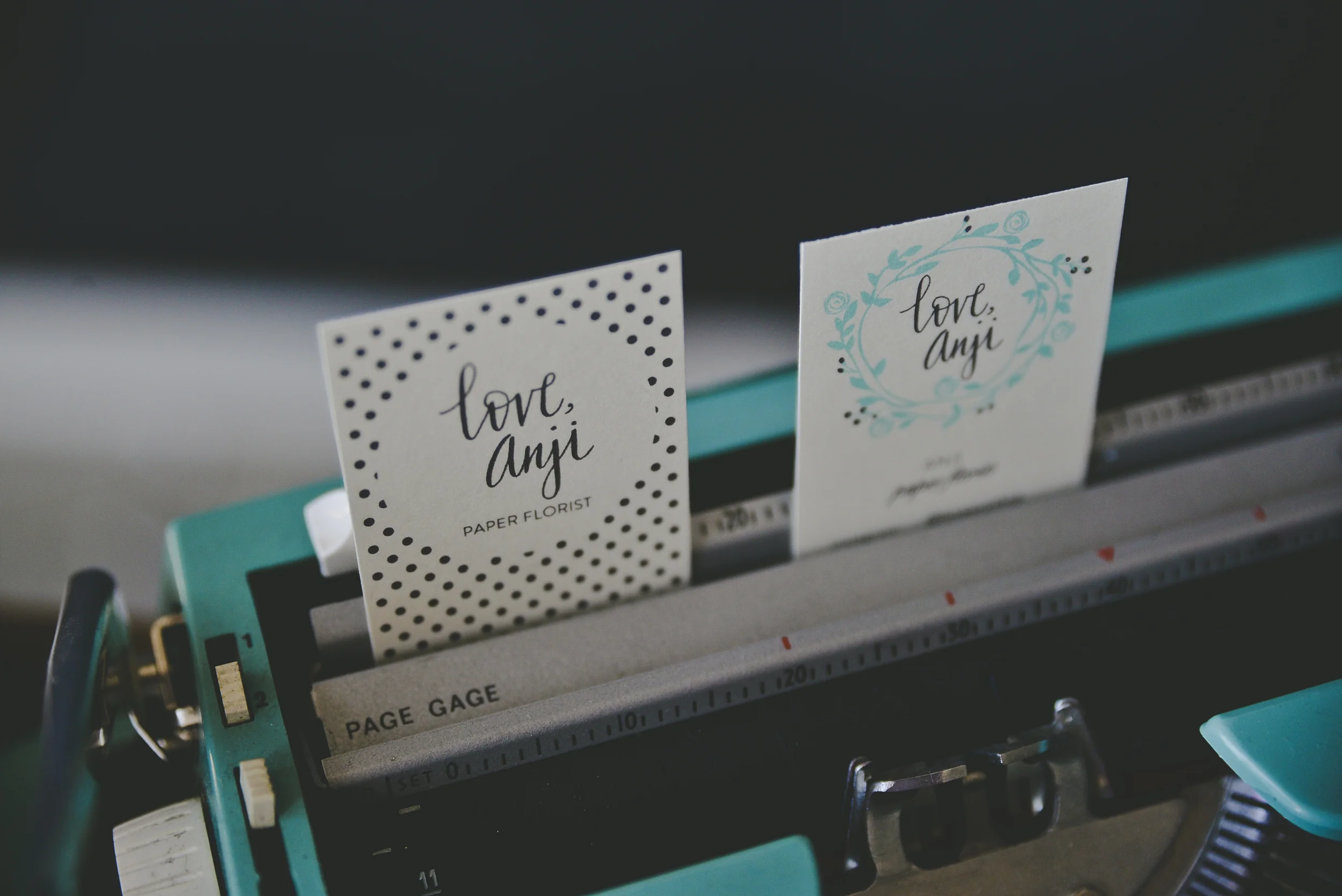 Love, Anji's sweet and simple business cards.
