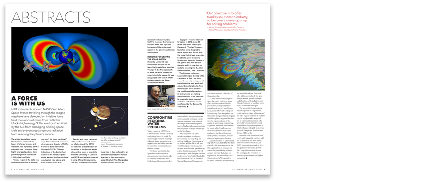 ABSTRACTS, the up-front news section of the magazine.