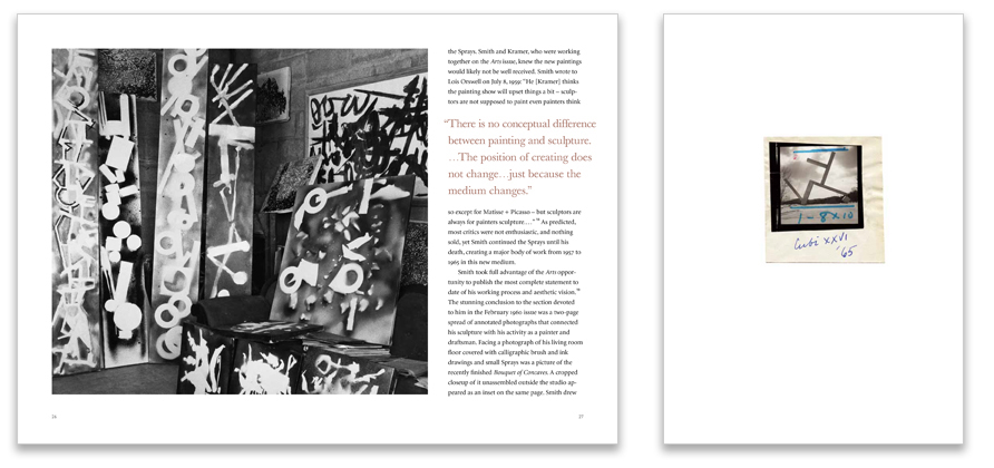 Relevant quotes, studio photos and Smith's annotated process work provide a rich, personal experience of Smith’s life and work.