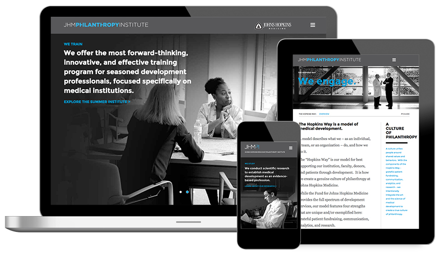 JHMPI’s site is fully responsive with a grid structure that adapts to various breakpoints.