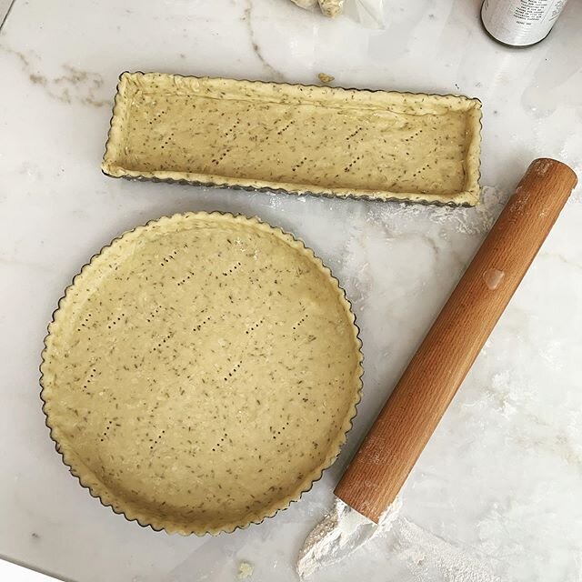 Elegant, plain, light touch of hand and heart.  Tarts in isolation, becoming a community project of gentle time spending, a perfect vehicle for any unused bits - a very now dinner.  Roasted Vegetable Tarts with Thyme Mostarda Crust, Macadamia Feta, S
