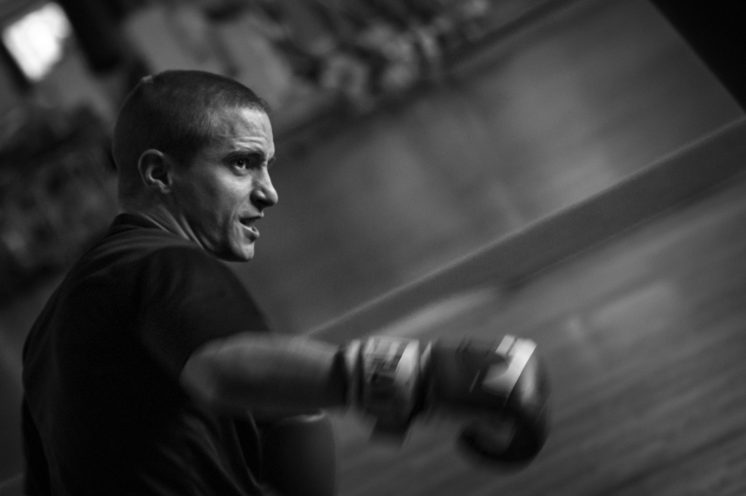 Kris Polsom trains for his next boxing match in Marda Loop.