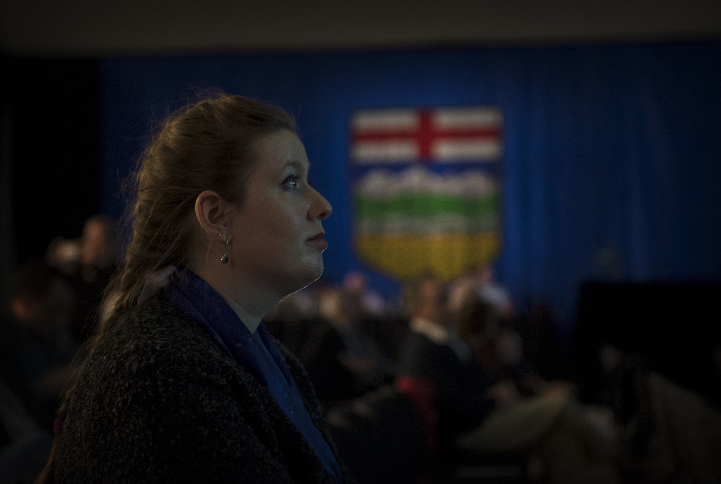 Spirits are low at the Progressive Conservative headquarters on election day, as the approximately 30 supporters in the crowd watch the NDP party gain a 42-seat lead.