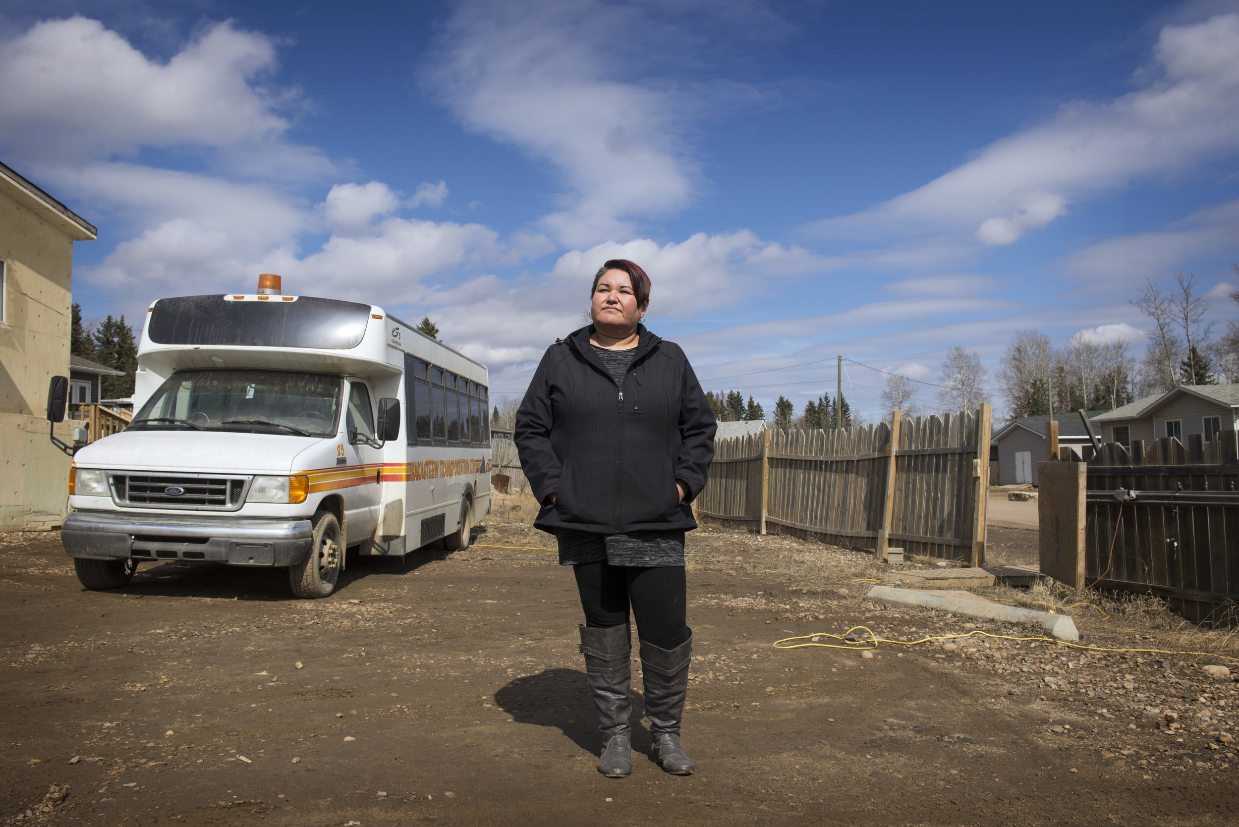 Loretta Boucher, vice president of Sakasteew Transportation, jumped into action the night of the Fort McMurray fire. Buses from her family-owned business were on the road, shuttling people through town, to nearby camps, and out to the airport.
