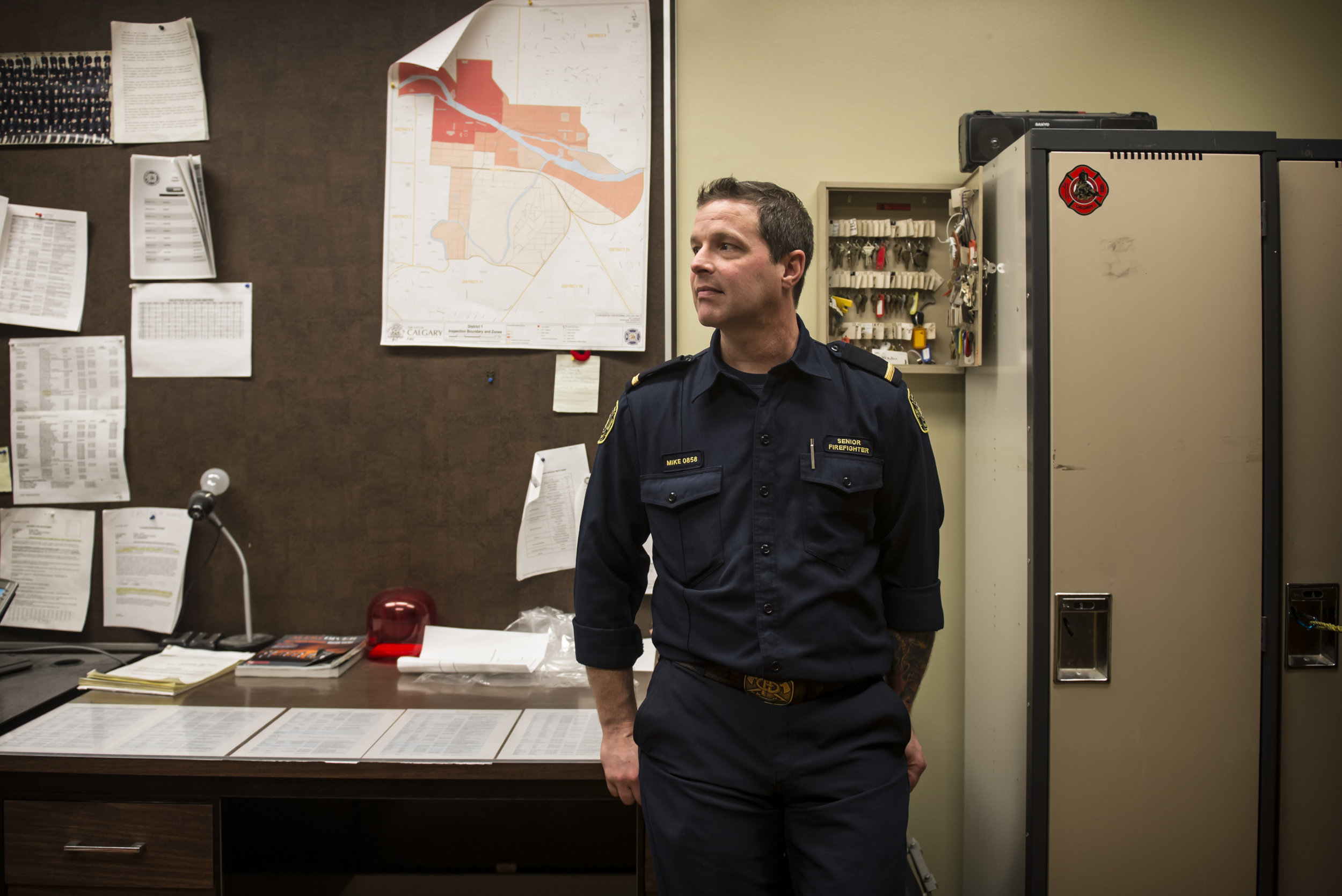 As of January 2018, senior fire fighter Mike Skipper has been with the Calgary Fire Department for 12 and a half years, and is a part of the Medical Response Unit. He said that the opioid crisis has been pushing first responders to adapt to new situations. Skipper enters every medical call with extreme caution. With a fire, he says, the task is straightforward, but overdoses are different. "When you go to an overdose, you don't really know what's going to happen. You don't know how much of the drug they've taken, how much NARCAN (a nasal spray containing naloxone) is going to need to be administered to get them out, or even if you're going to get them out.”