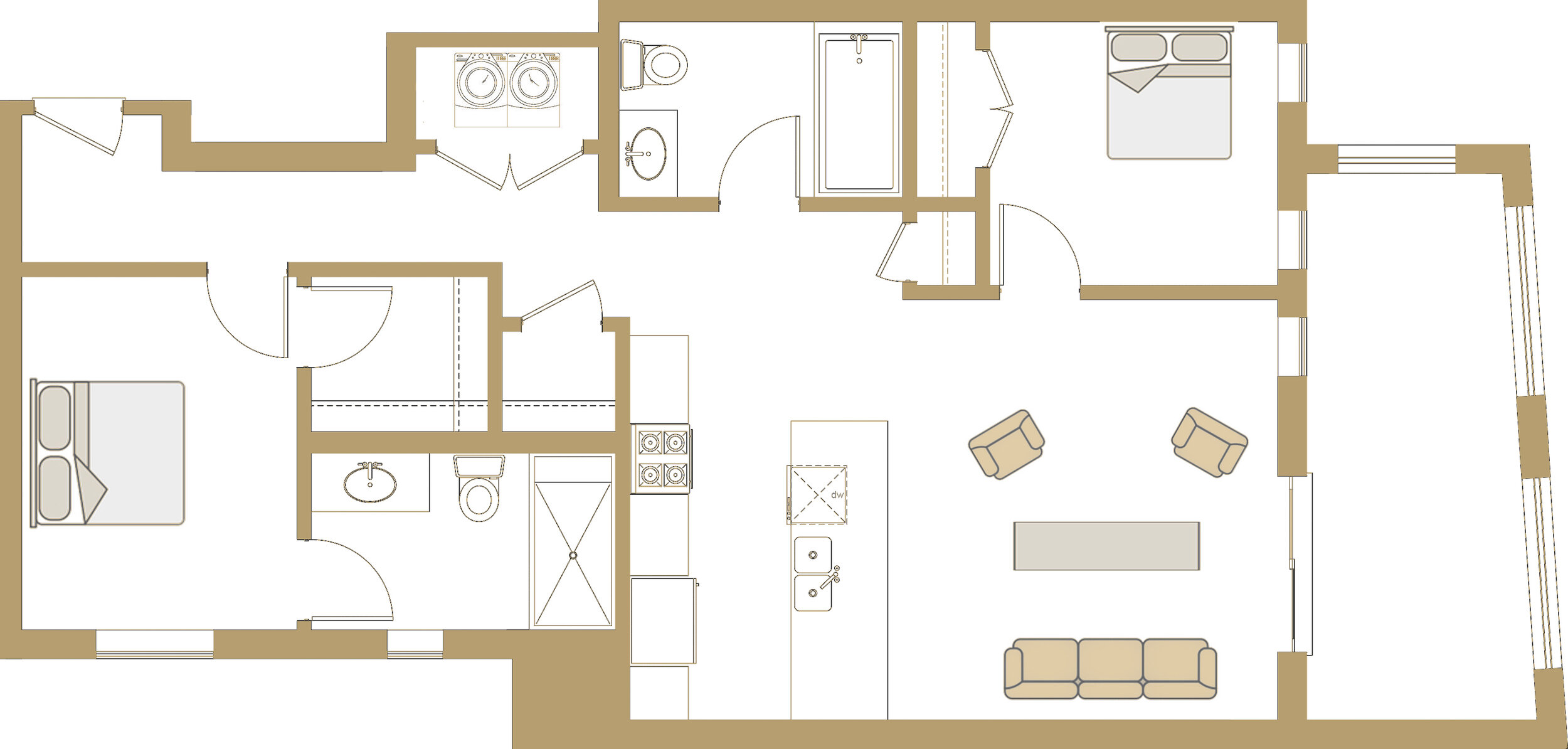 Carriage House House Plan 5016A The Barnesville: 1334 Sqft, 1 Beds, 1.1  Baths