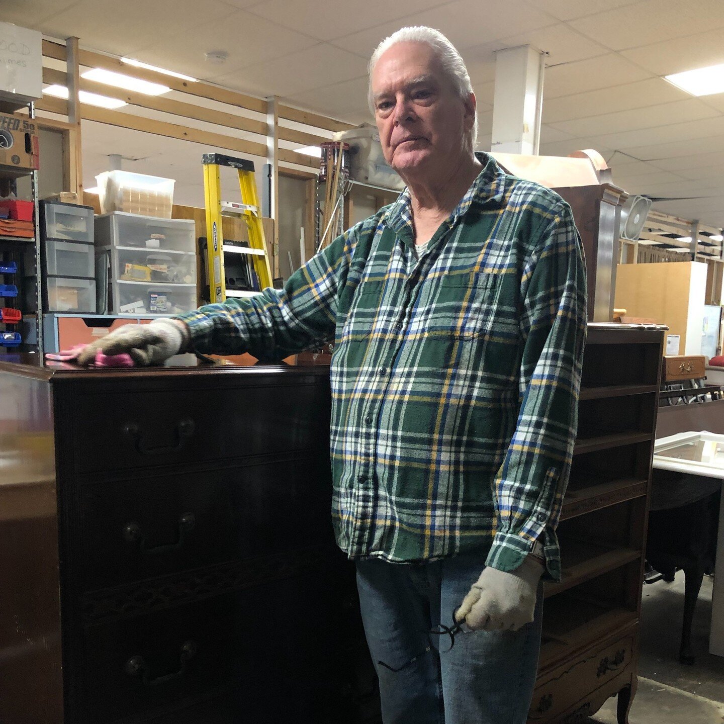 Did you know our volunteers are crucial for keeping our store up and running? Paul has been a long term volunteer with us repairing the furniture we get in at the store, especially the wooden furniture. 

Paul began developing his woodworking skills 