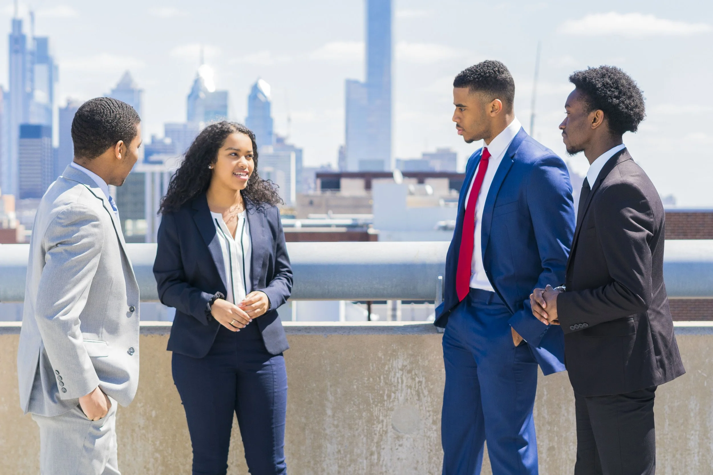 Members of the BWUA Consulting Board: Isaiah Washington, Mona Robbins, Nick Lumsden, and Anthony Okolo (left to right).