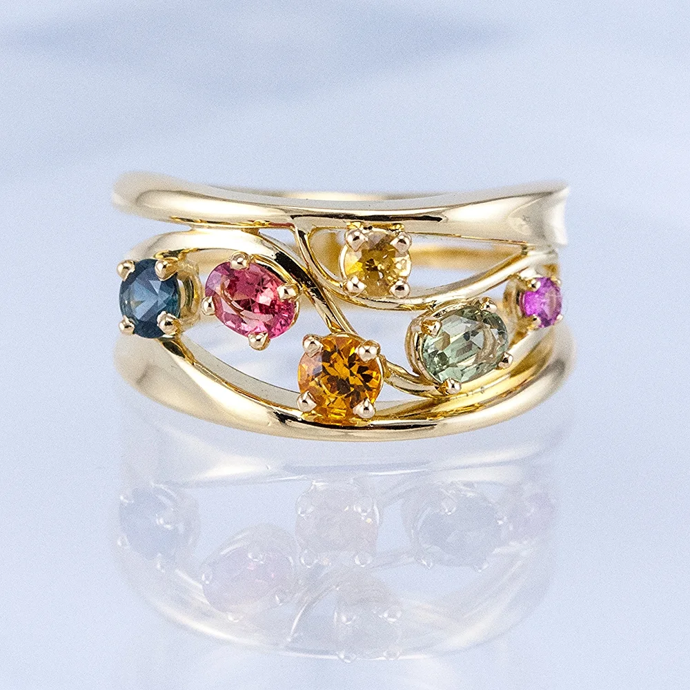 Custom Constellation Ring with Fancy Sapphires