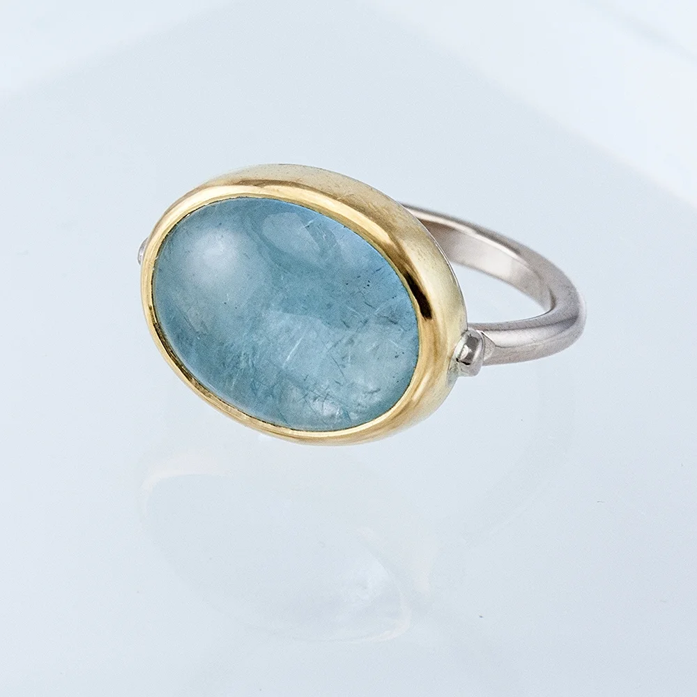 Atlas Ring with Large Oval Aquamarine