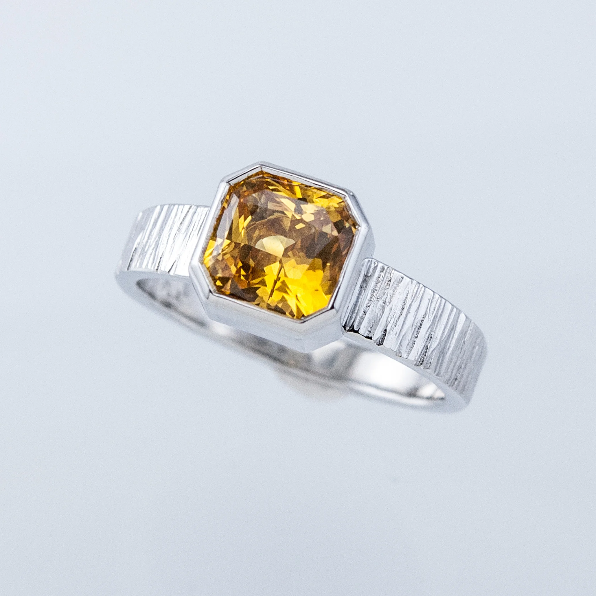 Haymarket Ring with Radiant Yellow Sapphire