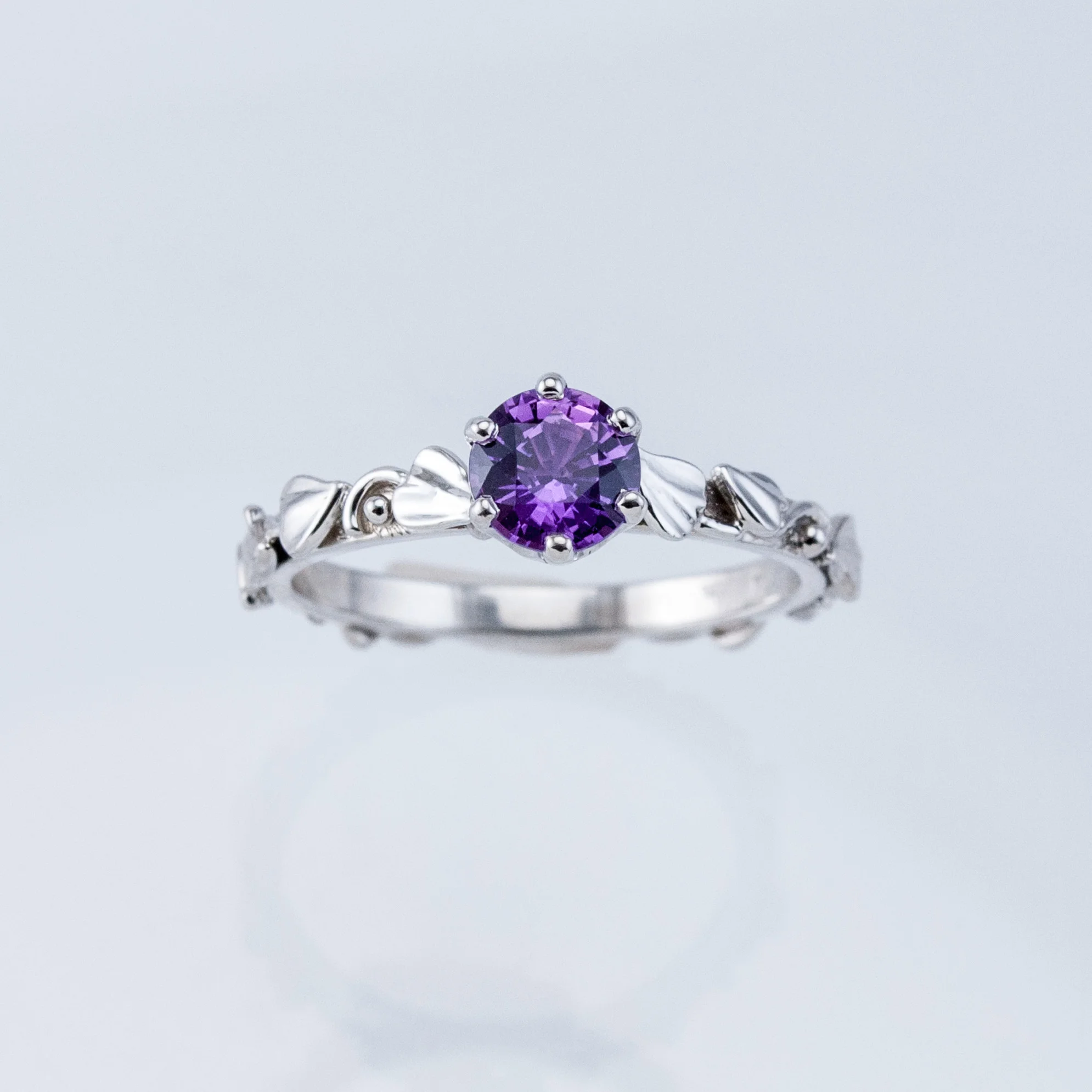 Lilac Leaf Solitaire with Purple Sapphire