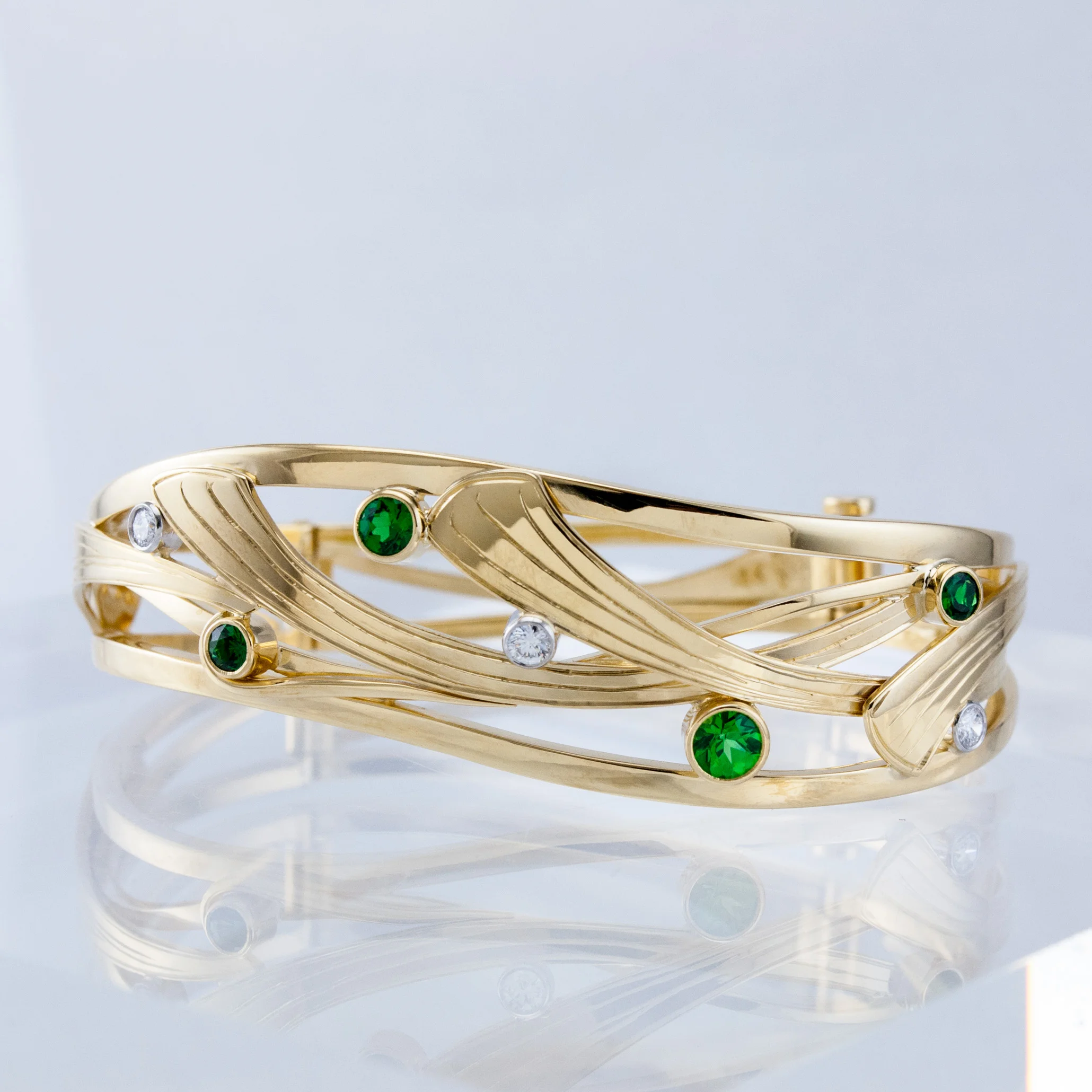 Custom Bracelet with Tsavorites and Diamonds