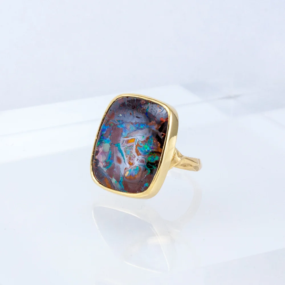 Rectangular Opal Ironstone Ring