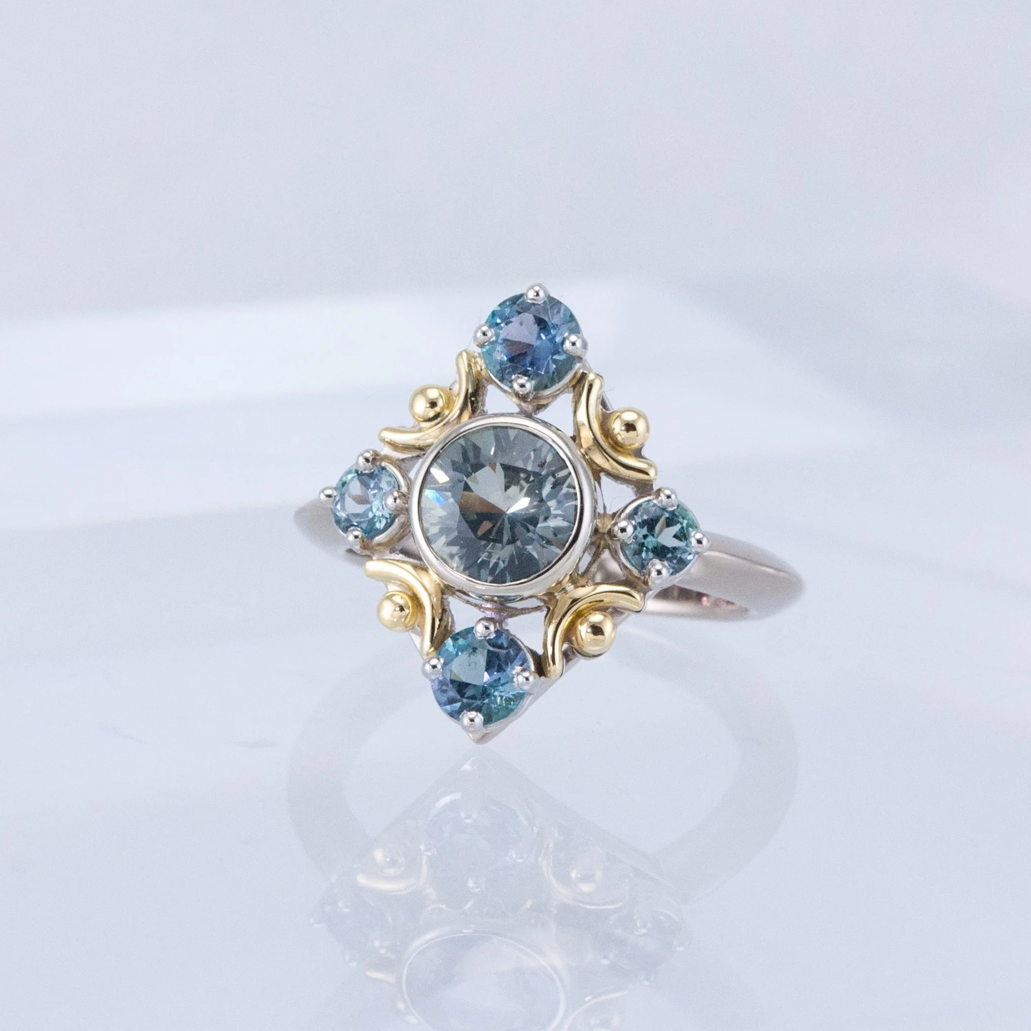 Snowflake Ring with Montana Sapphire