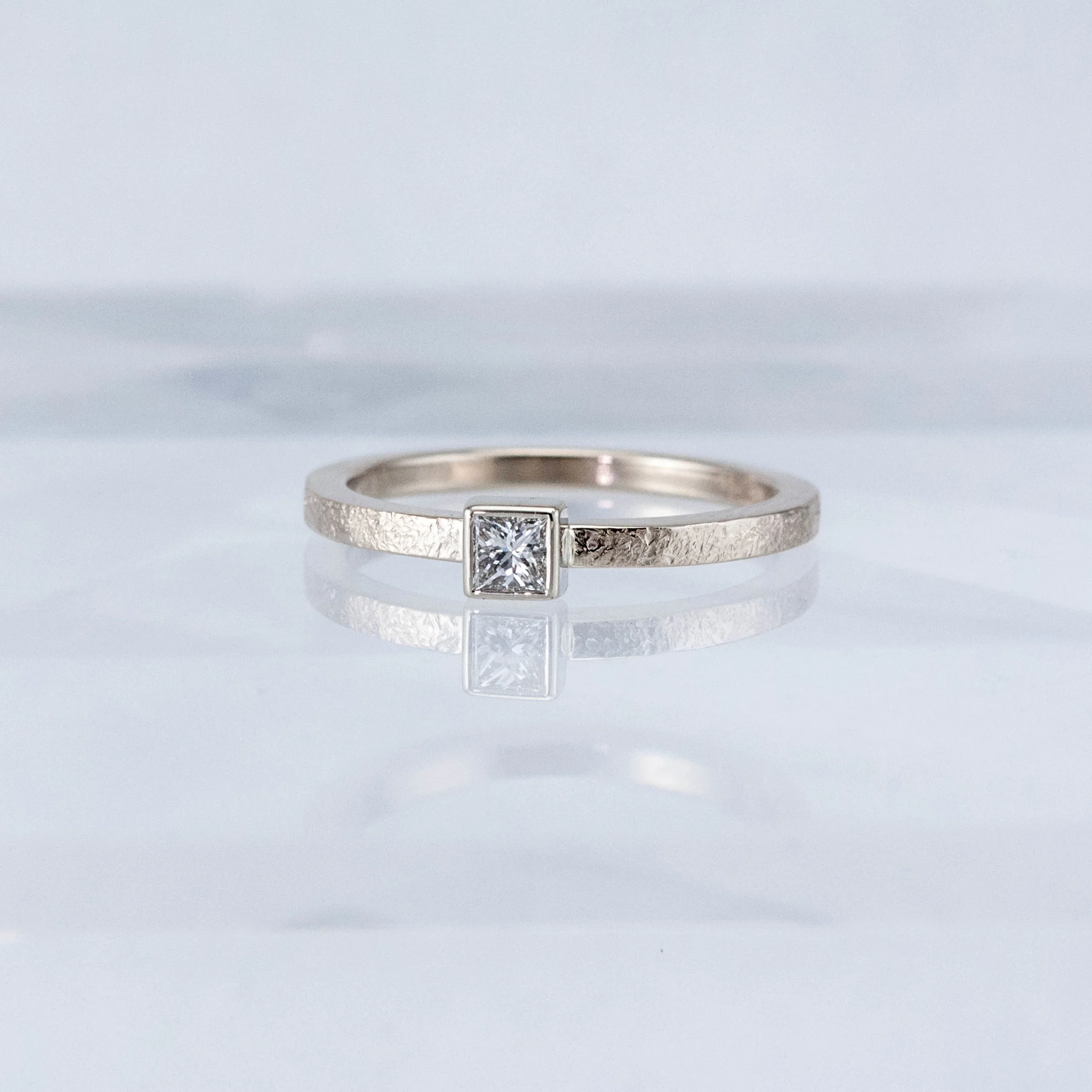 Desert Stacking Ring with Square Diamond