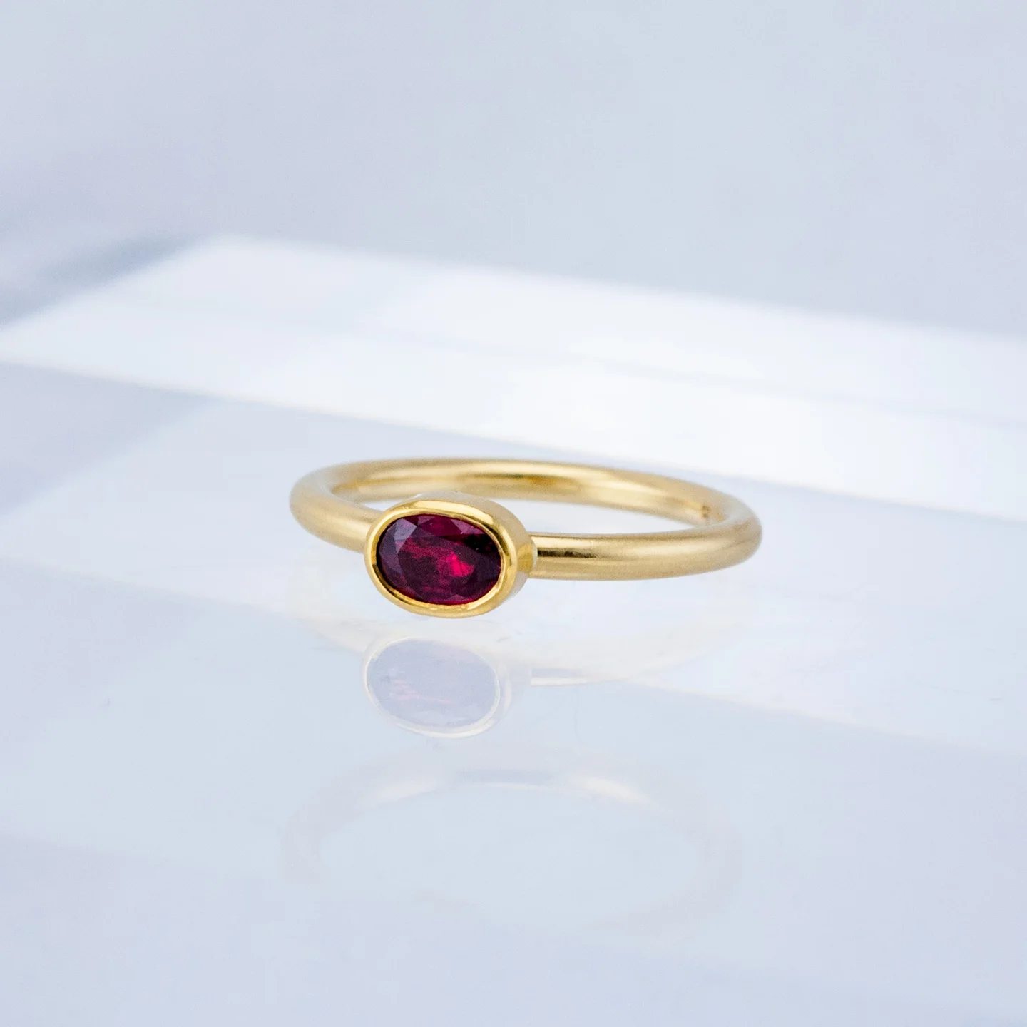 Moonbeam Stacking Ring with Ruby