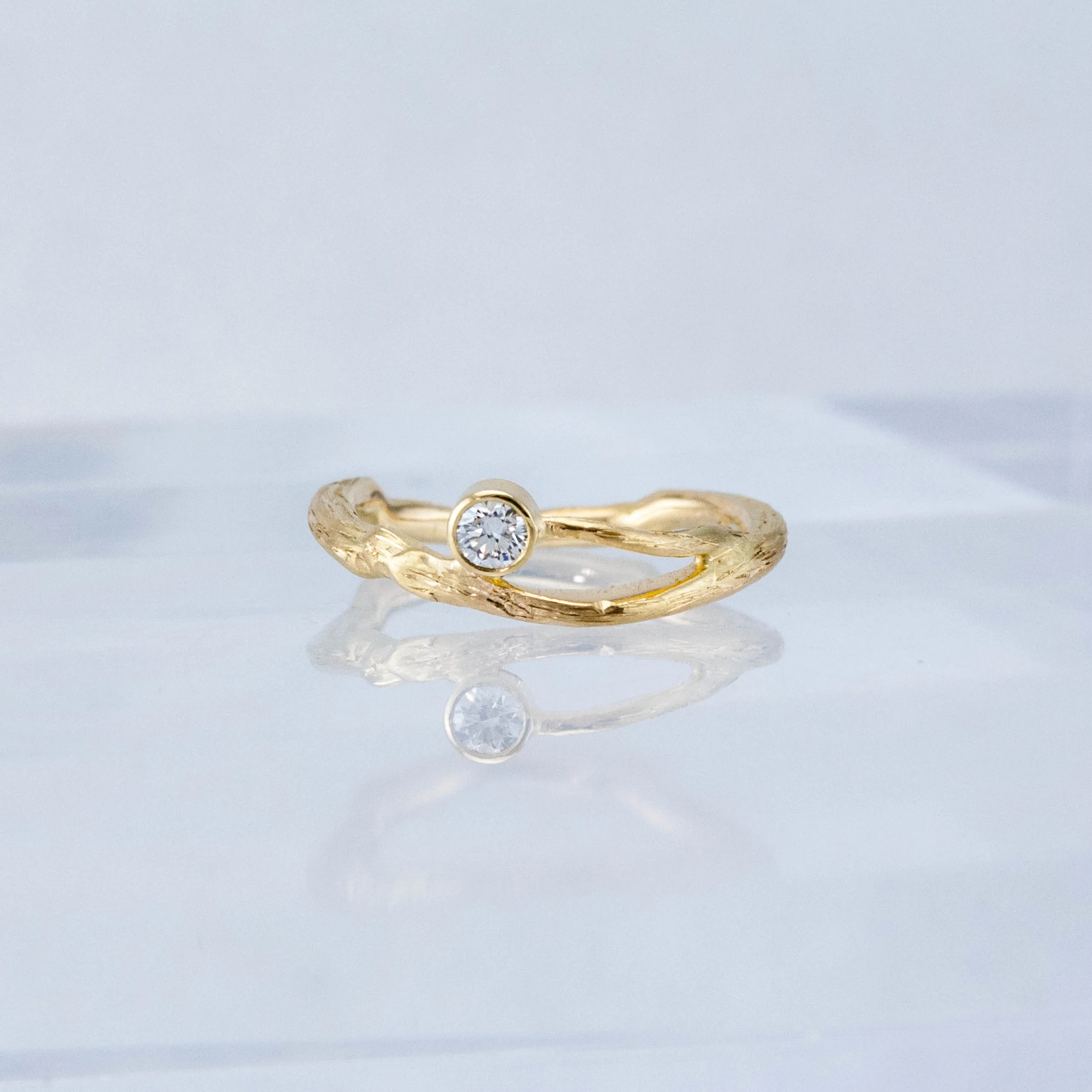 Twig Solitaire Ring- yellow gold