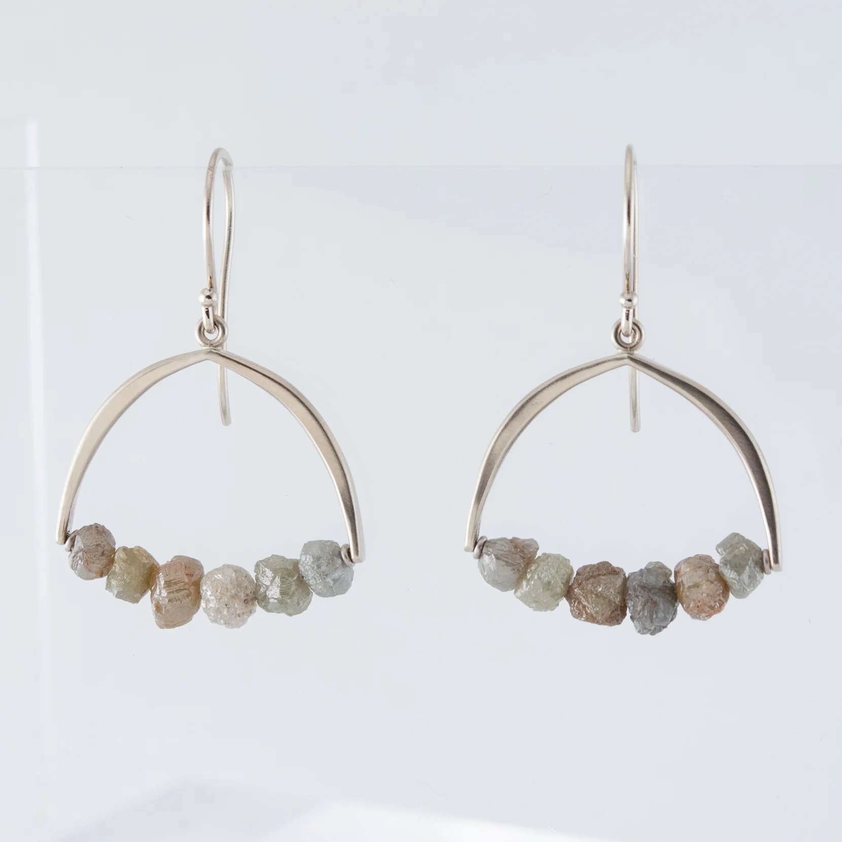 Arc Earrings with Raw Diamonds
