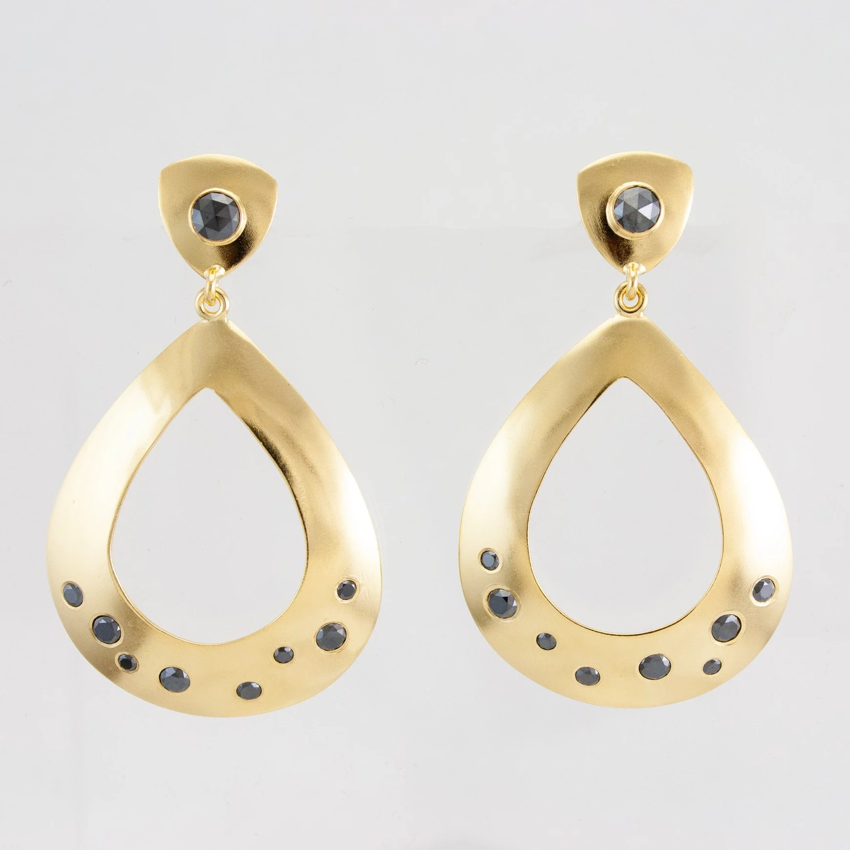 Custom Luna Earrings with Black Diamonds