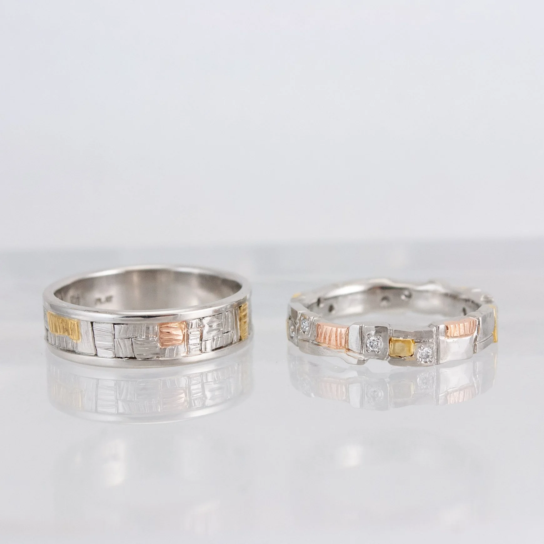 Custom Multicolored Wedding Bands
