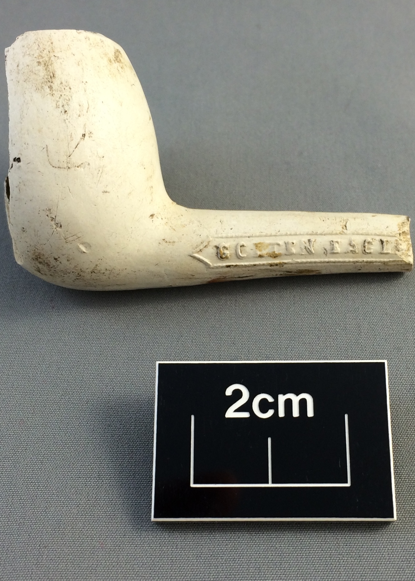 Clay pipe from a rubbish pit adjacent to the Cottage Hospital