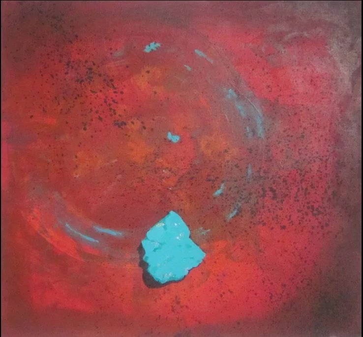 Red Composition With Turquoise