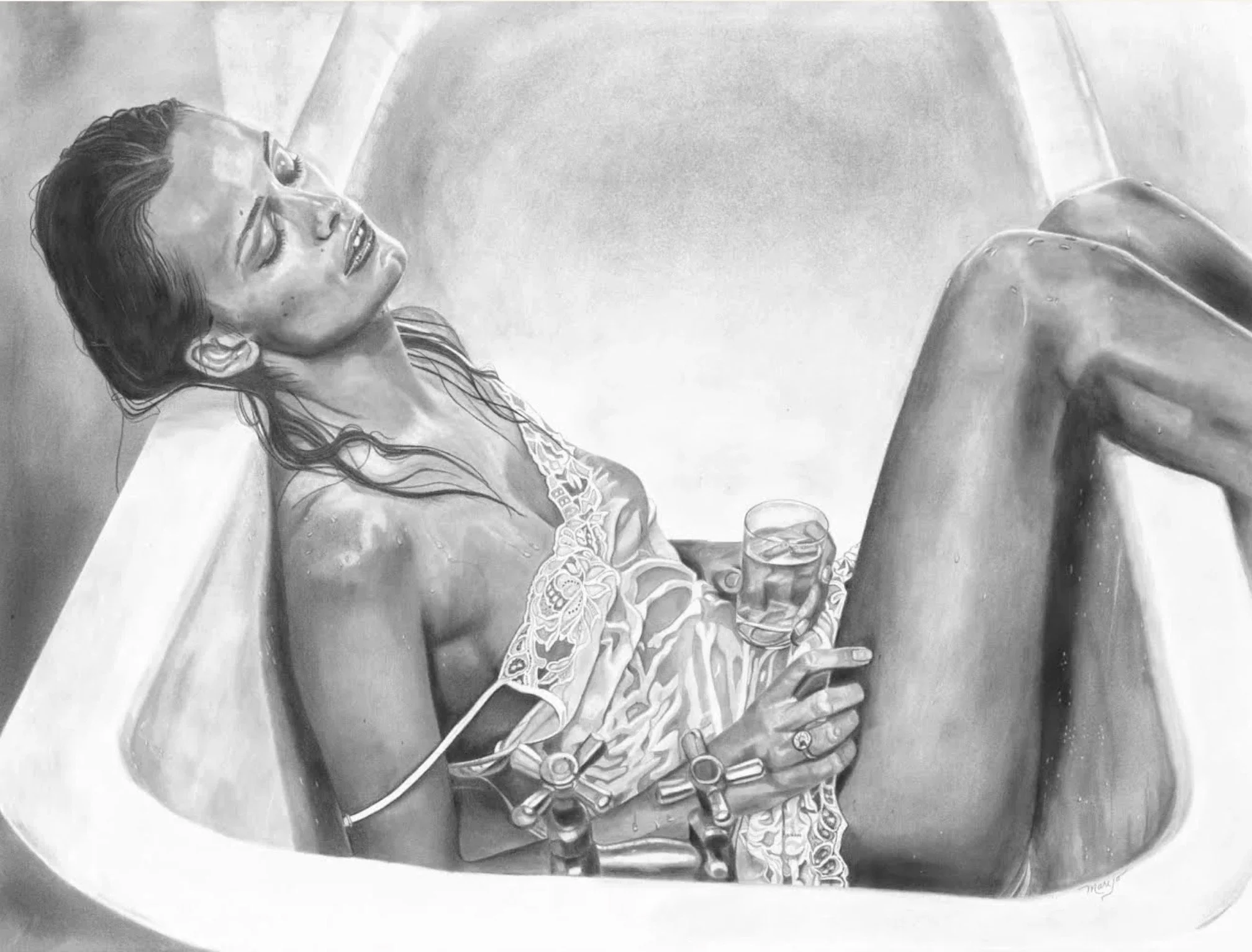 Body Heat - Graphite & Charcoal, Original: 22 × 30 in., Framed: 36 × 48 in., Framed Original $3,500, Fine Art Prints available