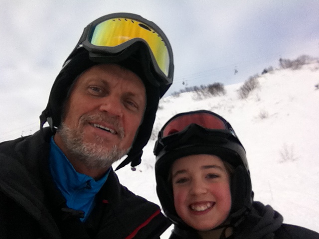 Eric and his grandson, Zach, skiing at Alyeska. This was Zach's first time skiing.