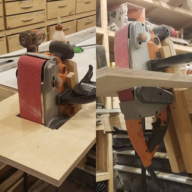 I recently had a need for an edge sander so I came up with this questionable contraption.  I blame the isolation. 
#architecture #design #designbuild #art #fabrication #toronto #gta #custom #renovation #reduce #reuse #recycle #upcycle #outsidethebox 