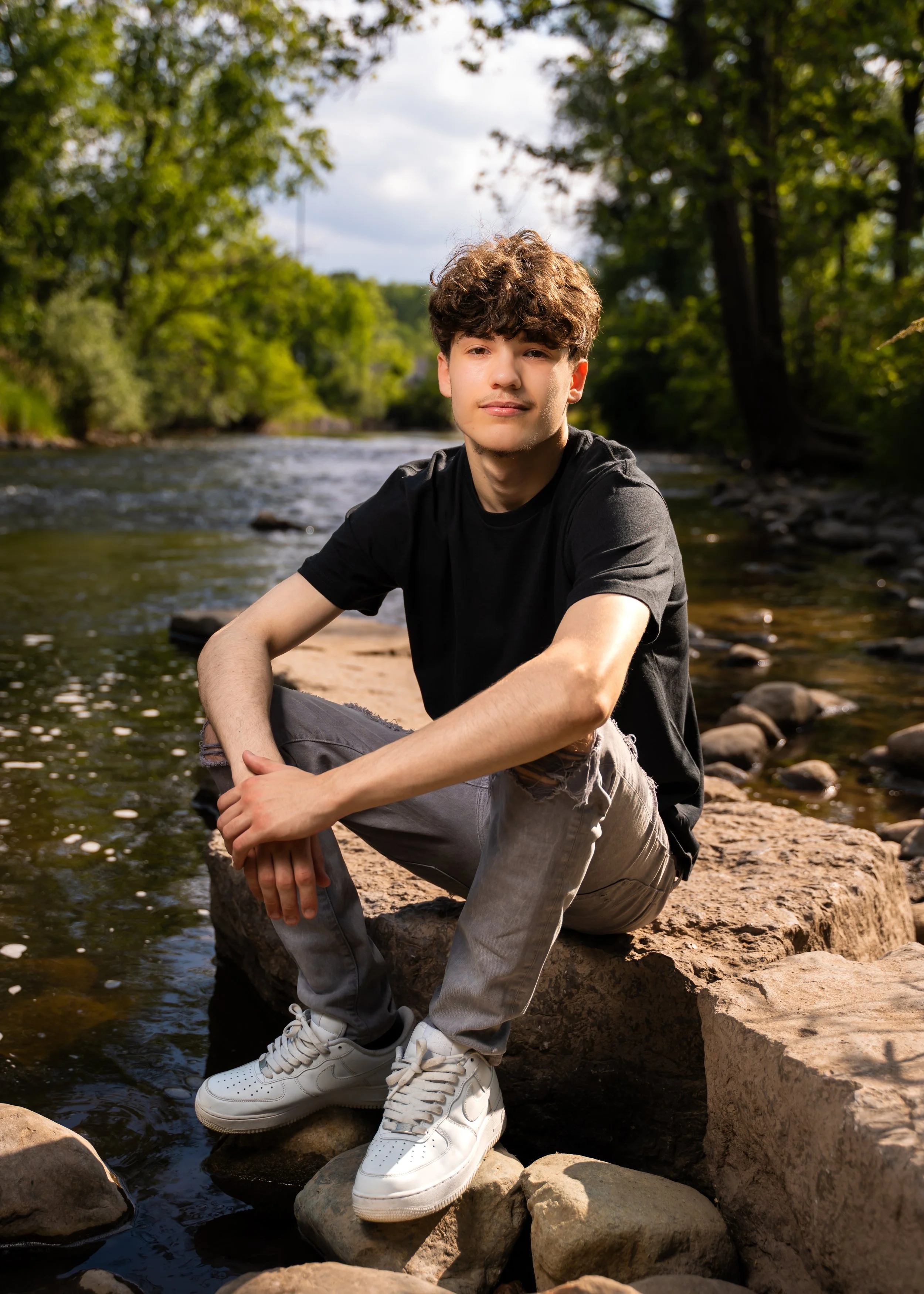 Senior portrait at Yates Cider Mill in Rochester Hills, MI.