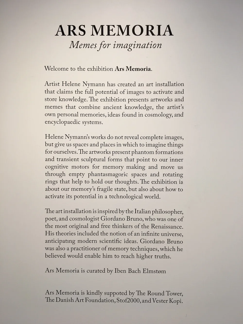 “Ars Memoria” Helena Nymann