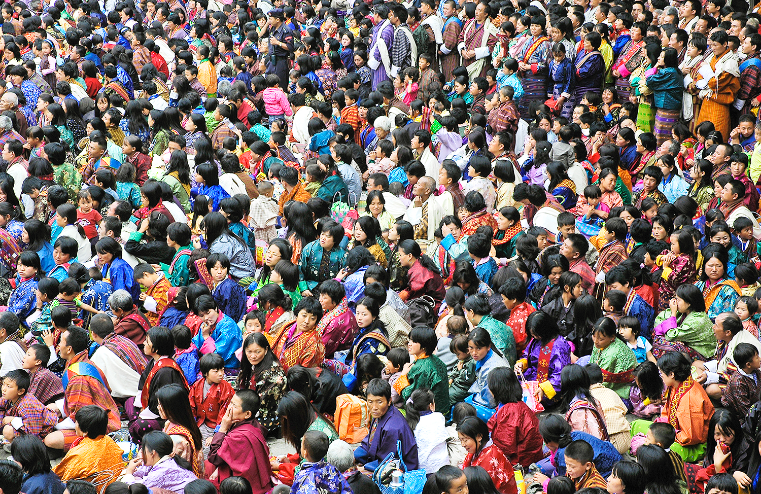   Audience at monks' festival, Thimpu, Bhutan  