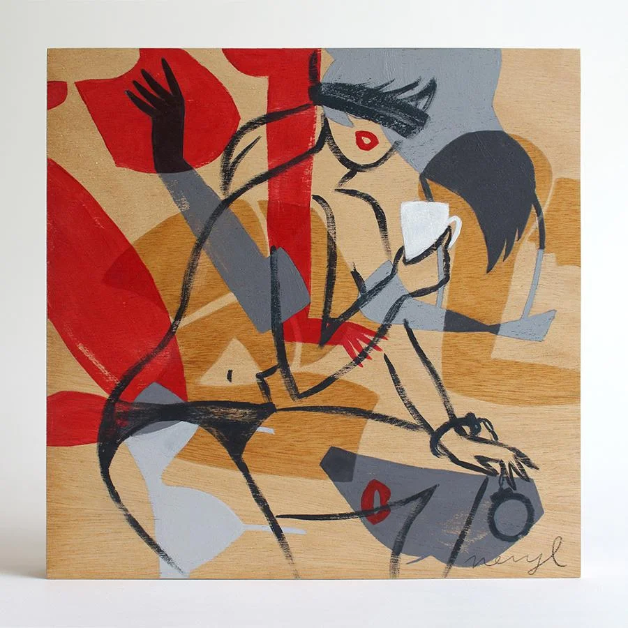 Down Time Acrylic and varnish on plywood 28 x 28cm 