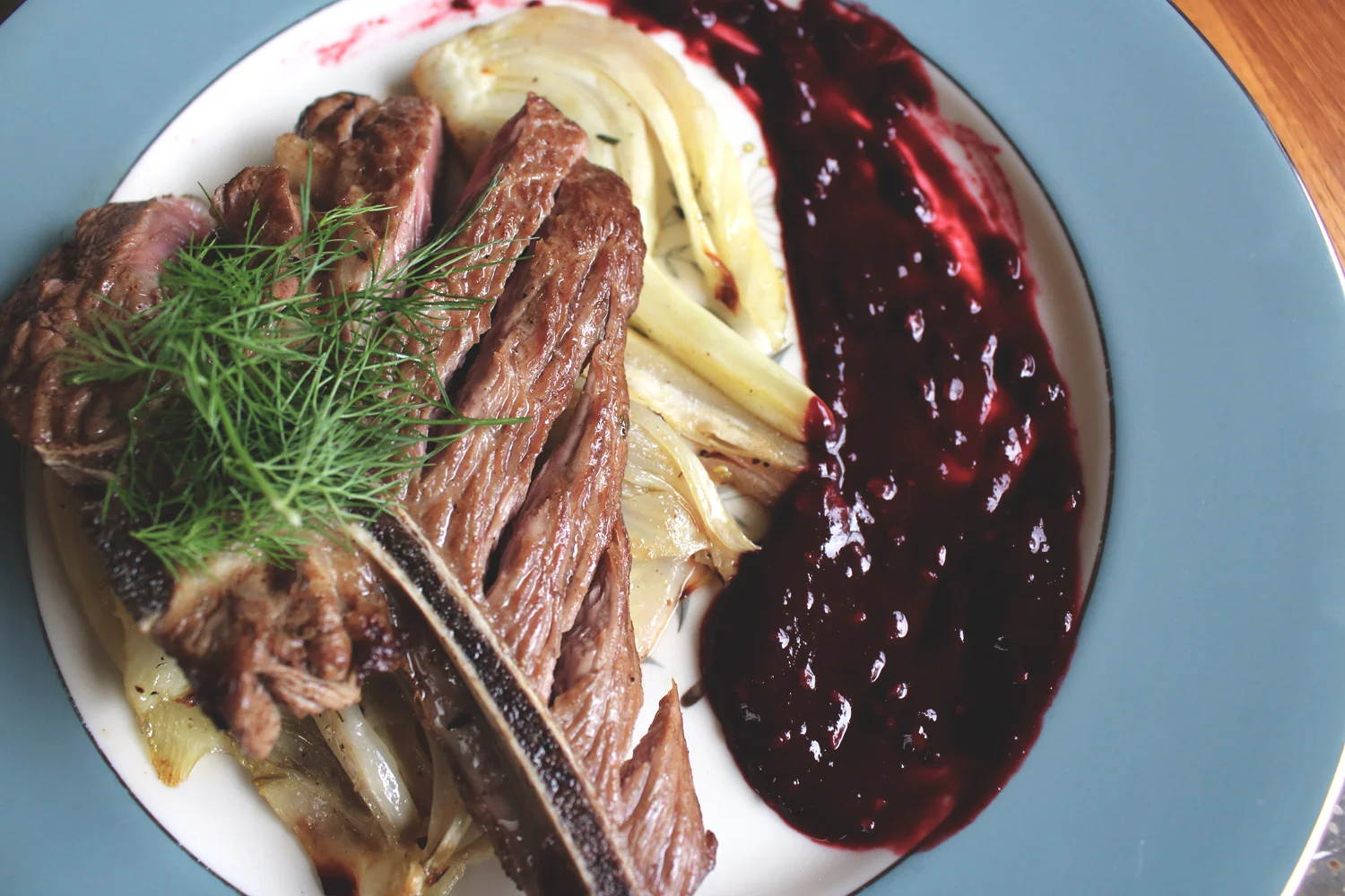 Lamb with Roasted Fennel & Chipotle Boysenberry Sauce