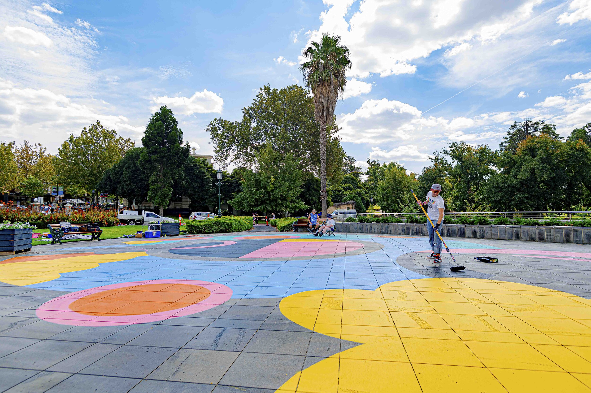 Bendigo Piazza Mary Quant Pavement Mural Work in progess_5.jpg