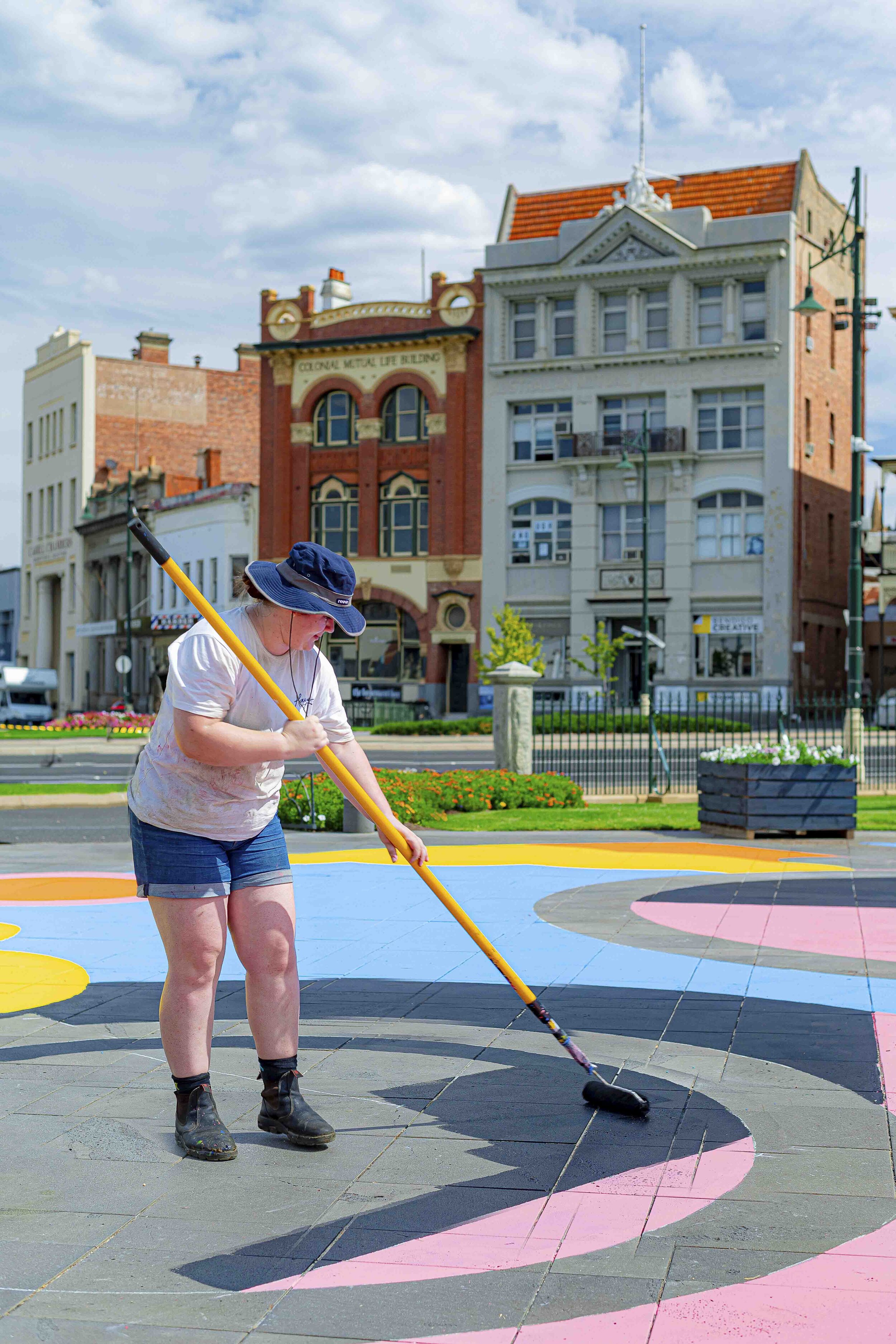 Bendigo Piazza Mary Quant Pavement Mural Work in progess_9.jpg