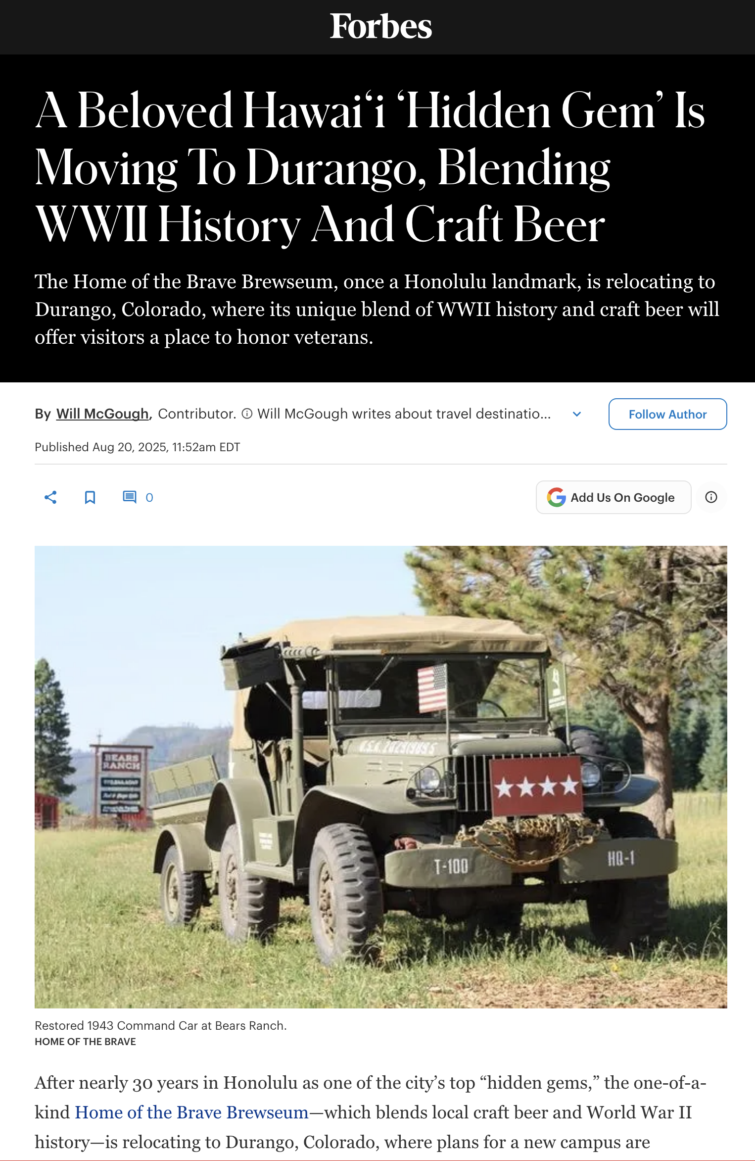 Home of the Brave at Bears Ranch