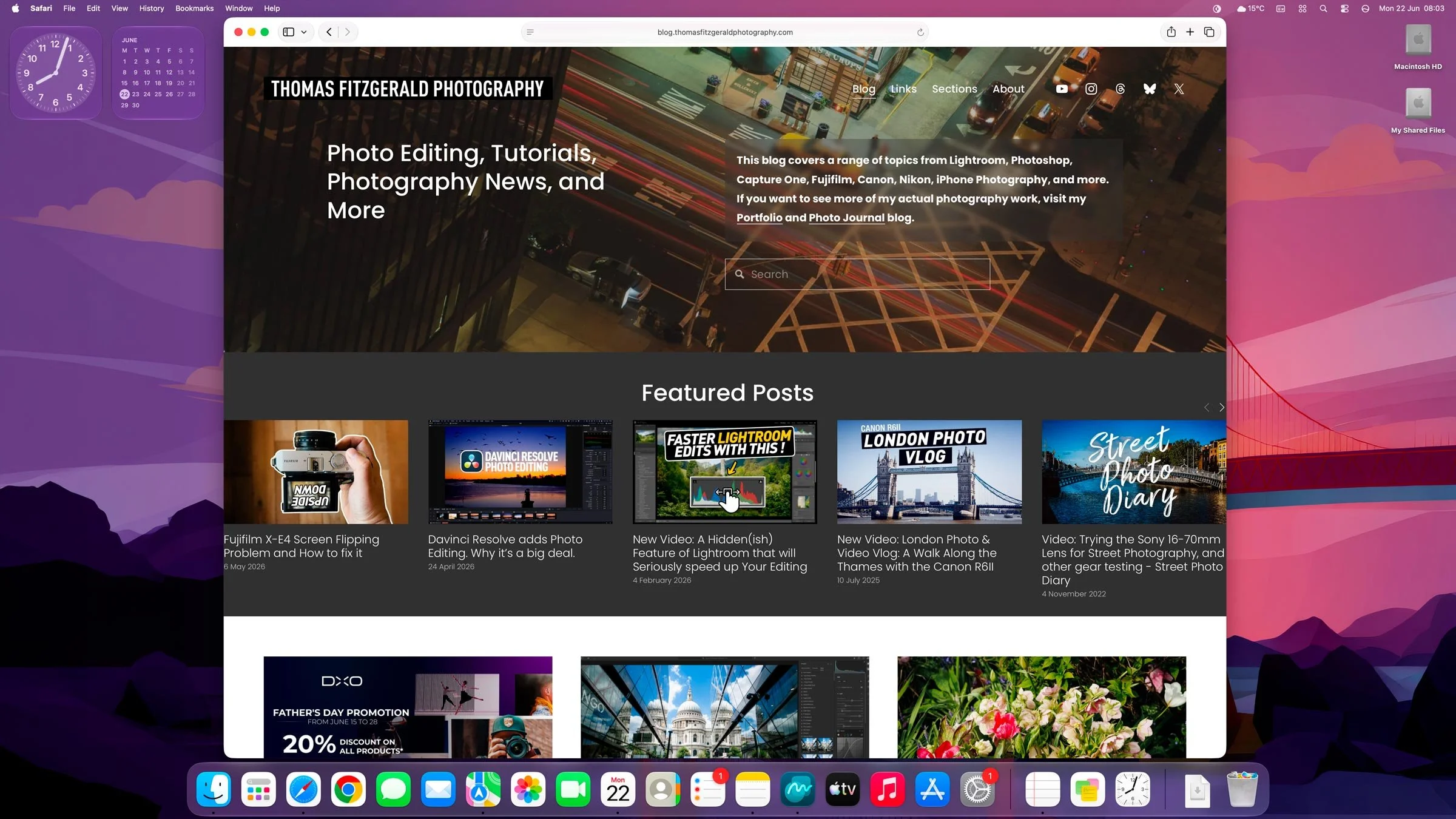 Screenshot of my new website design