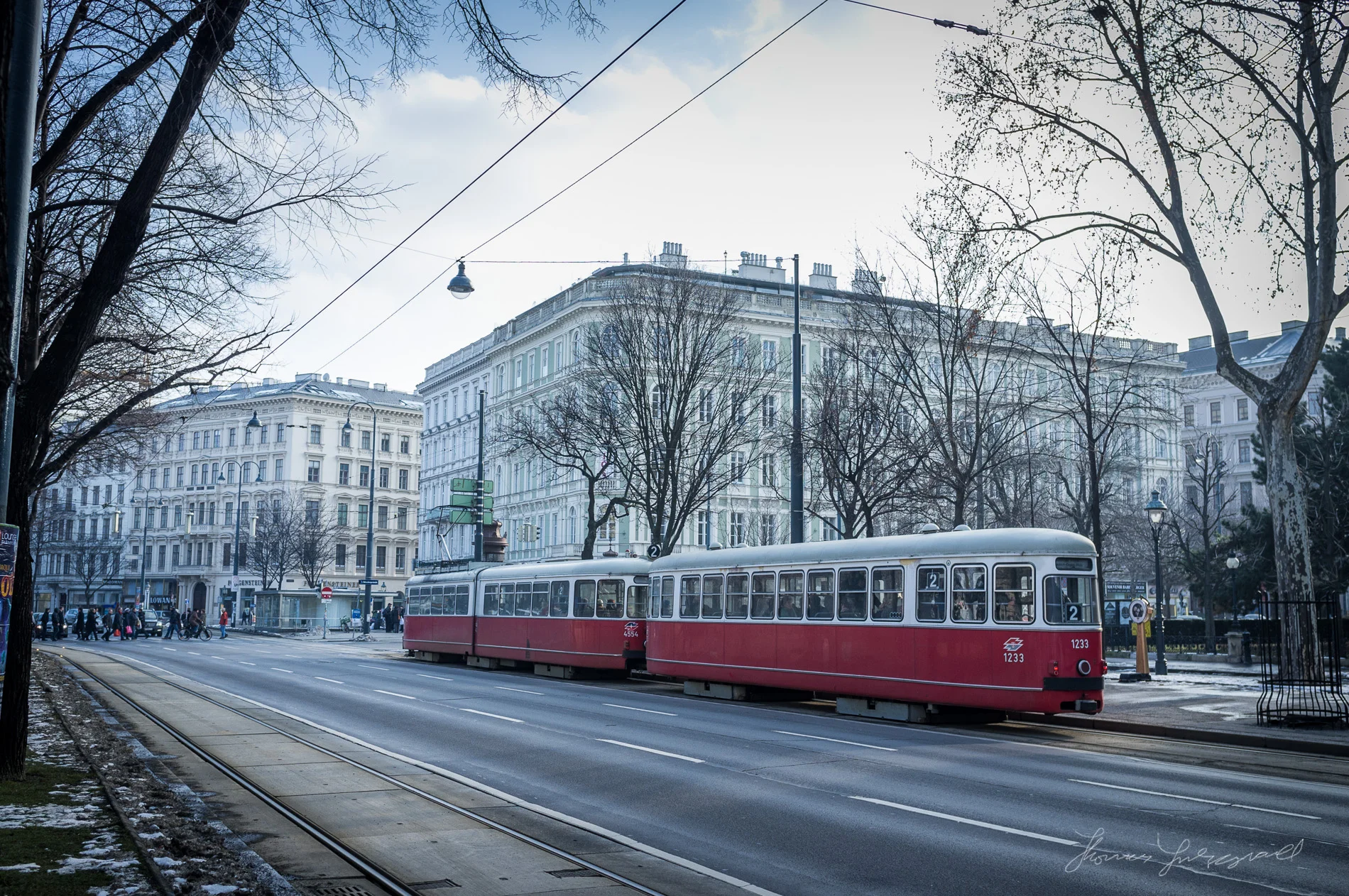 A Tram in the streets outside the museum quarter Vienna, Fujifilm X100