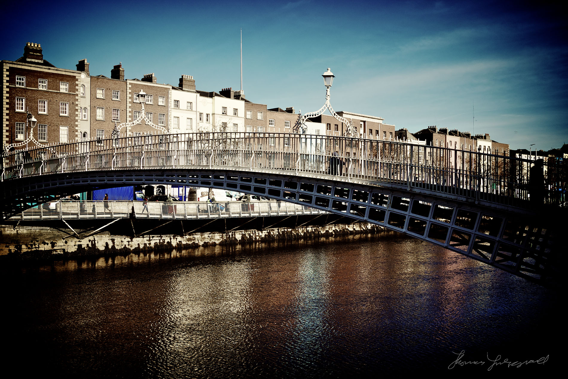 Ha'penny Bridge and Liffey