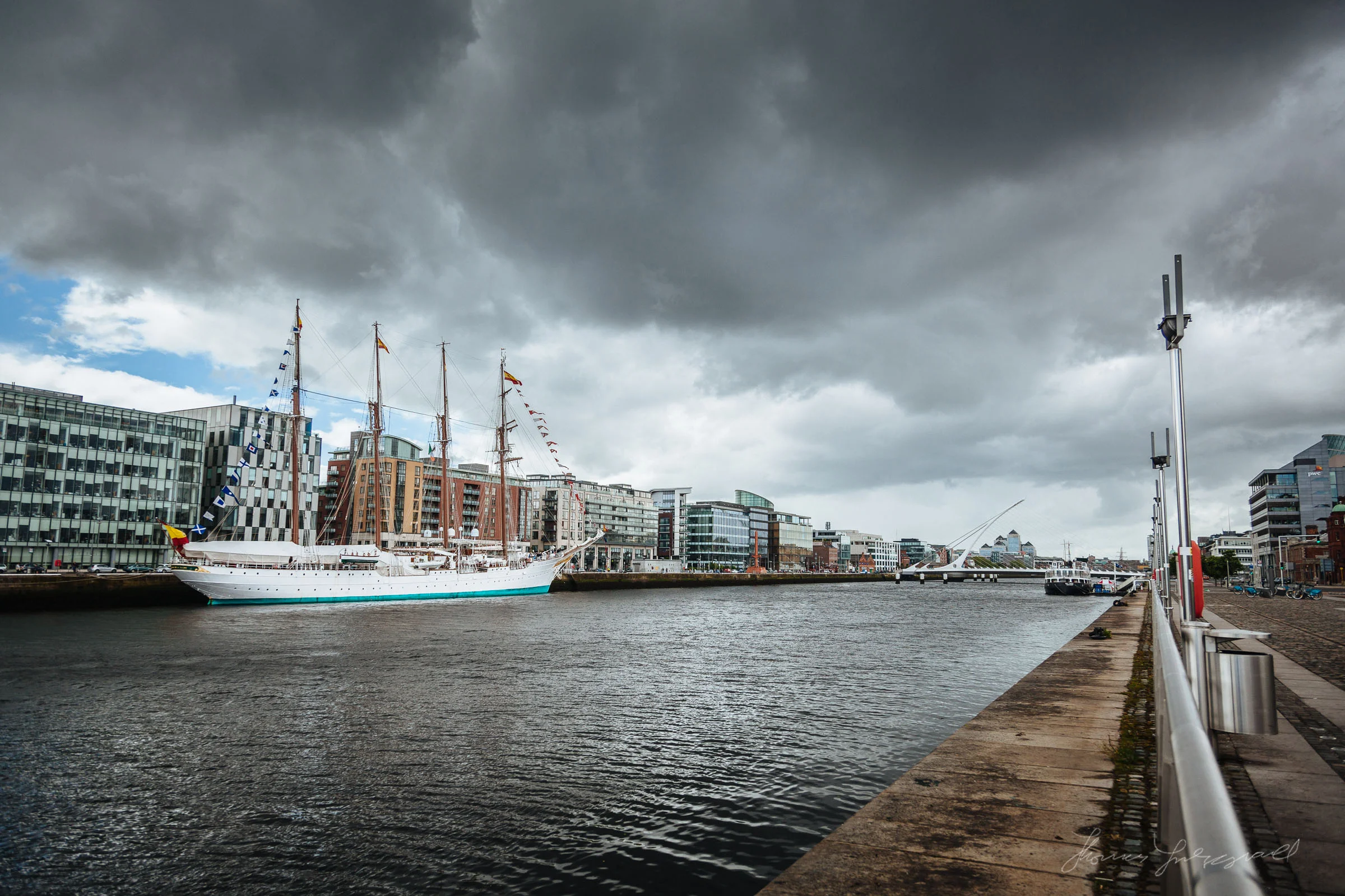 The Juan Sebastián de Elcano Docked on the River Liffey in Dublin