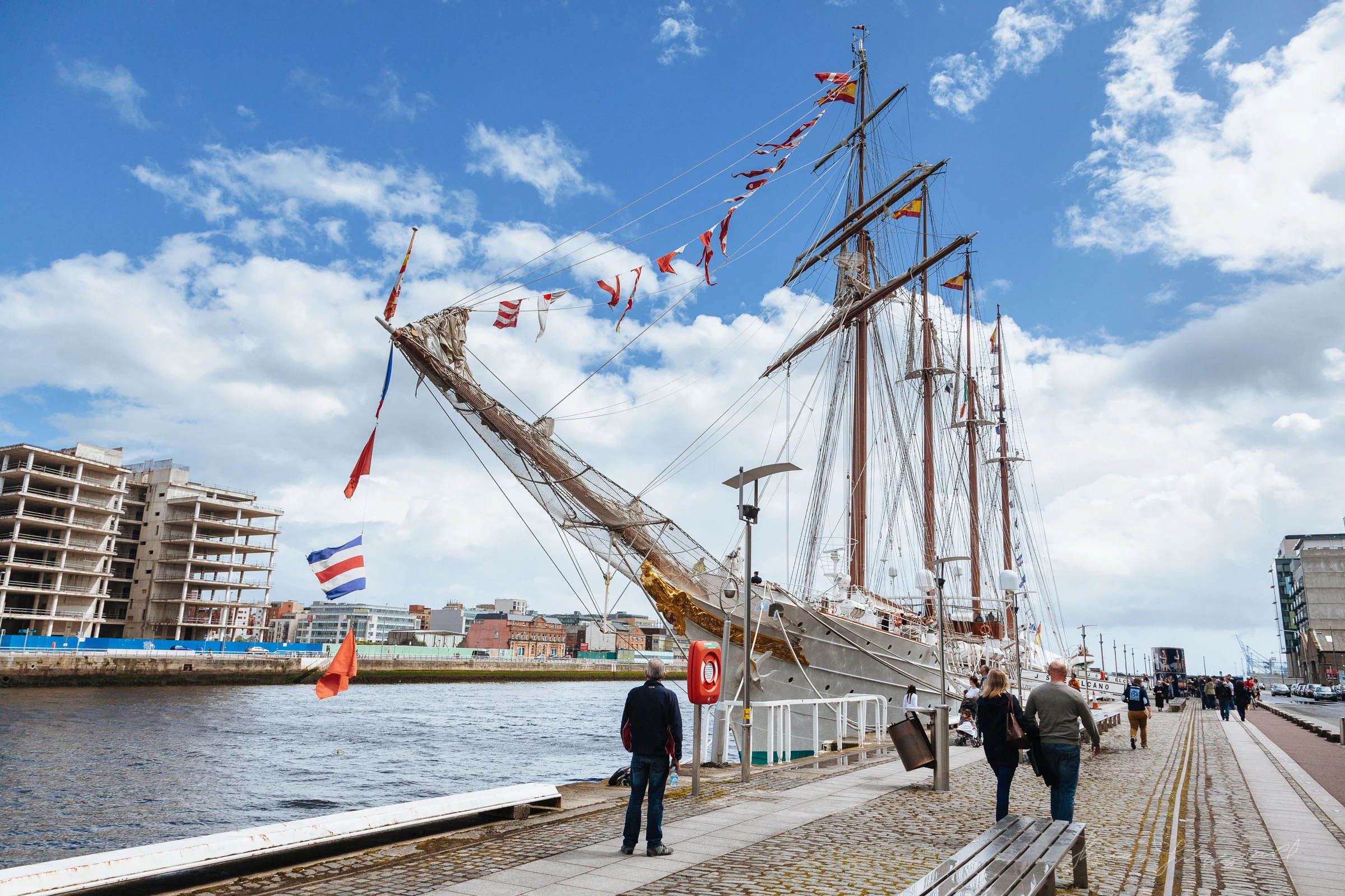 The Juan Sebastián de Elcano Docked on the River Liffey in Dublin