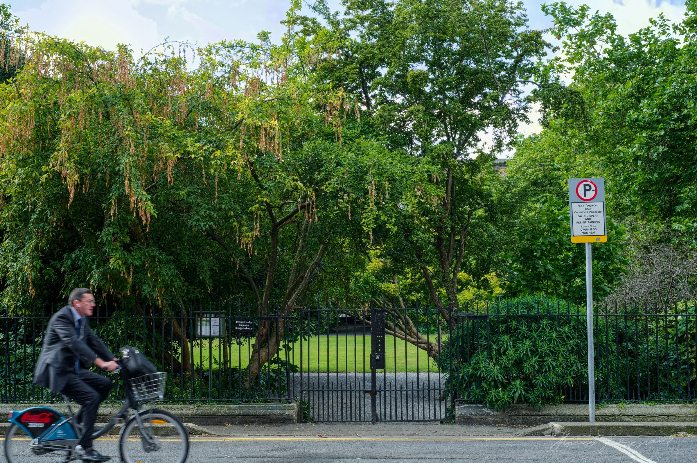 Cycling by the park