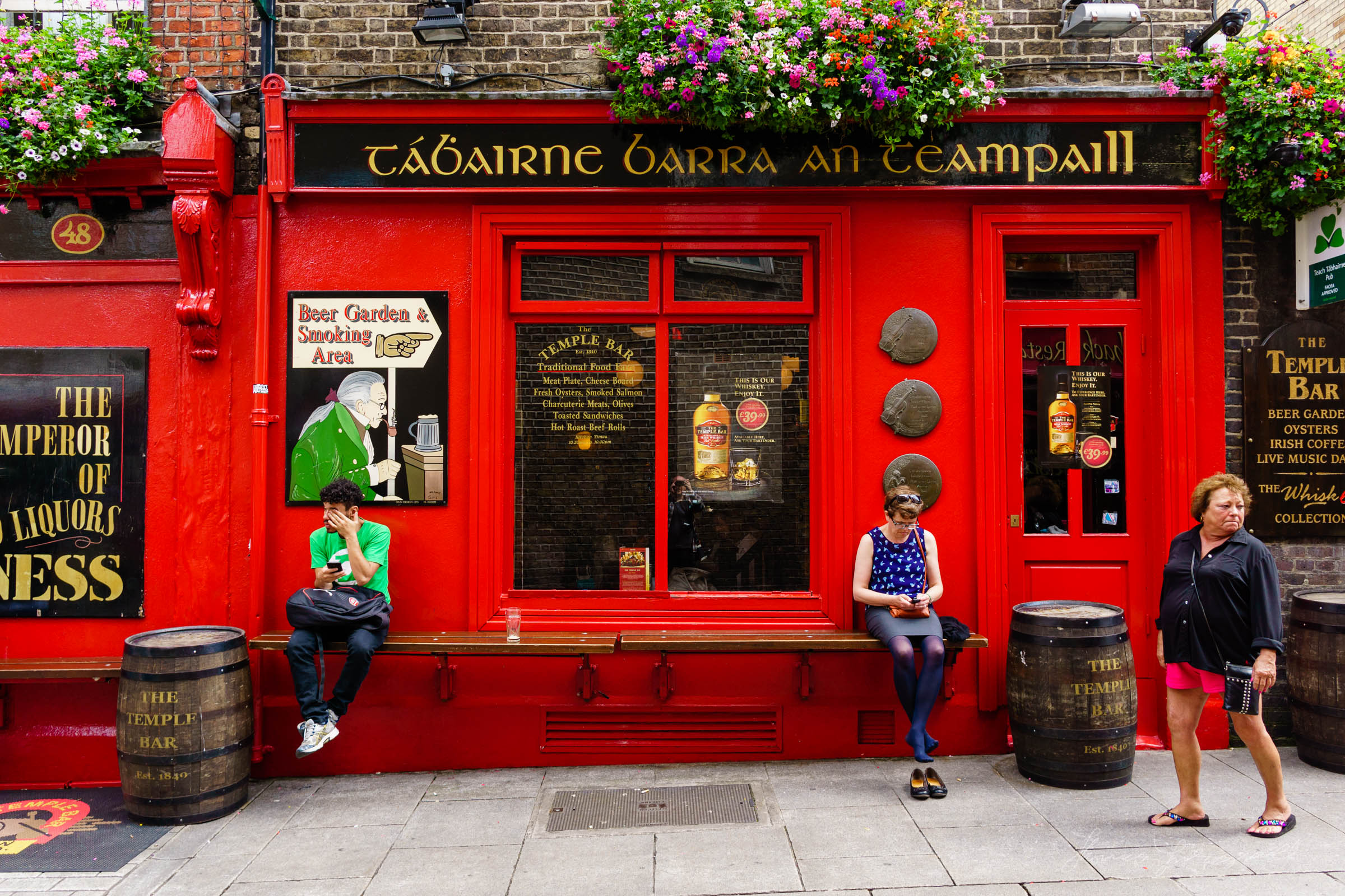 People sitting by the Temple Bar Pub