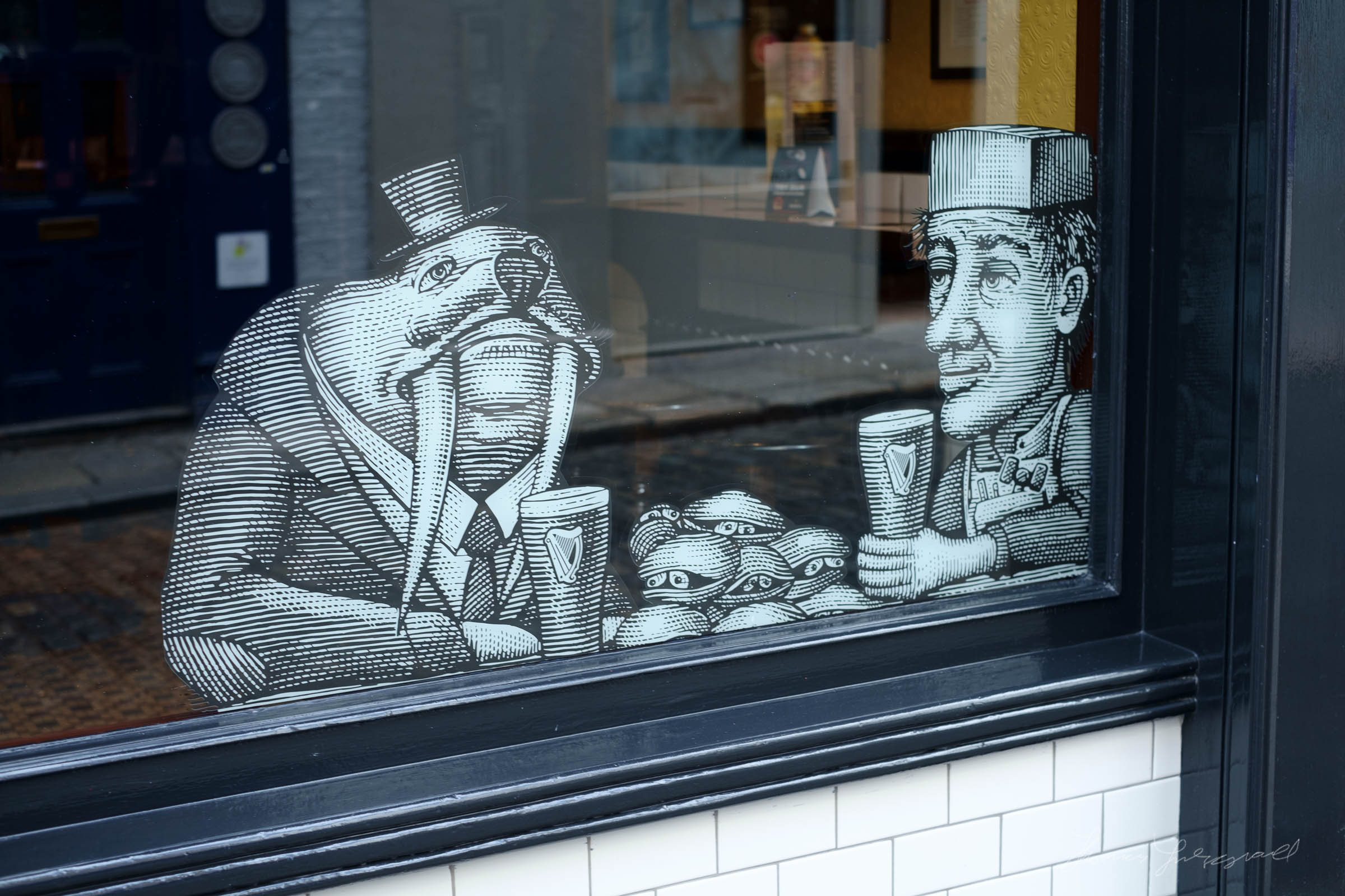 Window Art on a Pub in Dublin's Temple Bar